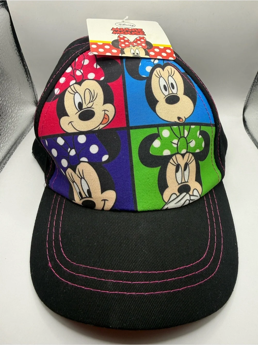 Disney kids Minnie Mouse Colorblock Pop Art Cap - Black with Multicolor 1-2 year